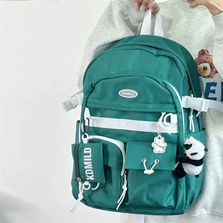 Korean Retro Workwear Large Capacity Dual Shoulder Bag