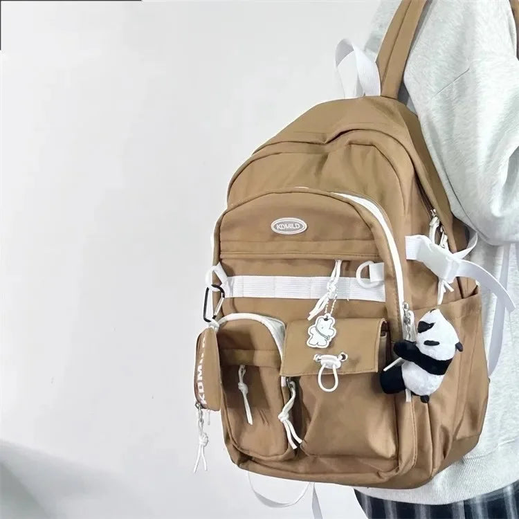 Korean Retro Workwear Large Capacity Dual Shoulder Bag