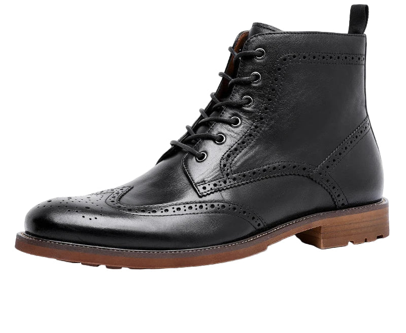 Men's New Brogue Genuine Leather Fleece-lined  Boots