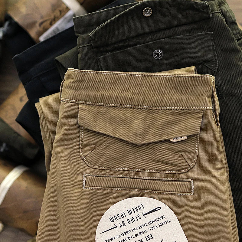 Spring New American Cotton Retro Twill Amekaji Chino Cargo Pants - Premium Pants from Craftklart.store - Just $47.76! Shop now at Craftklart.store