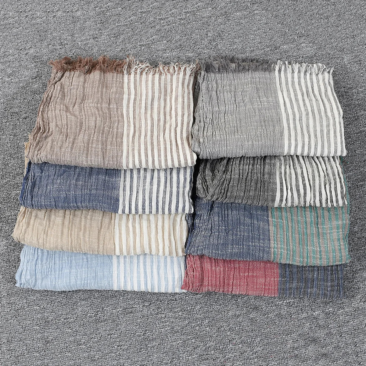 Cotton Linen Striped Men's Scarves - Premium Scarves from Craftklart Dropship - Just $3.99! Shop now at Craftklart.store