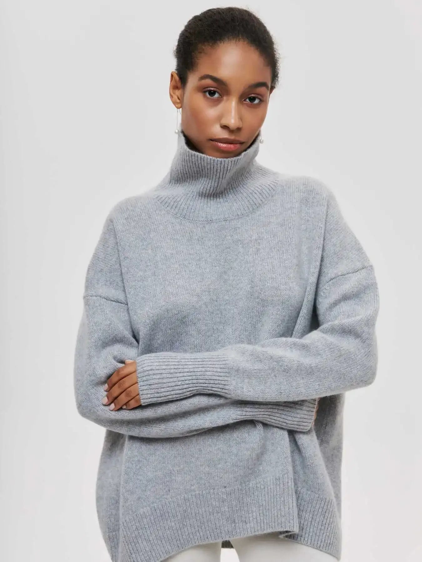 Women's Urban Styled Oversized Elegant Thick Knitted Pullover - Craftklart.store