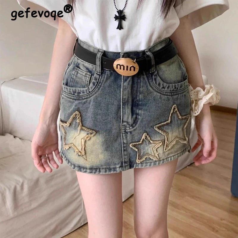 Women American Retro  High Waist Slim Harajuku Denim Skirt - Premium Skirt from Craftklart Dropship - Just $22.41! Shop now at Craftklart.store