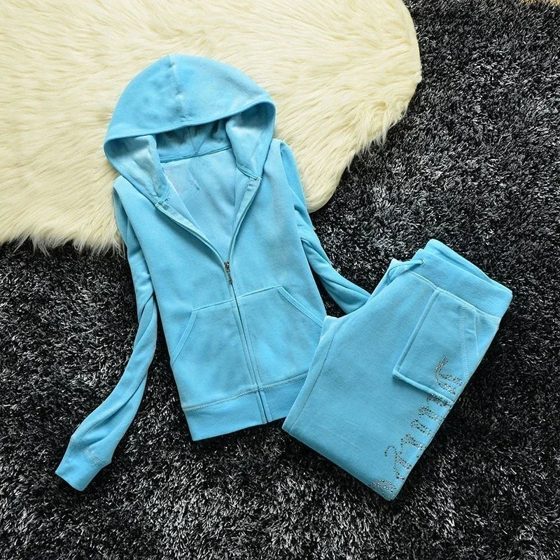 2026 New  Spring Fall Women Warm 2 Piece Velvet Masonry Crown Tracksuit Casual Elegant Ladies 2026  Cosziy - Craftklart.store