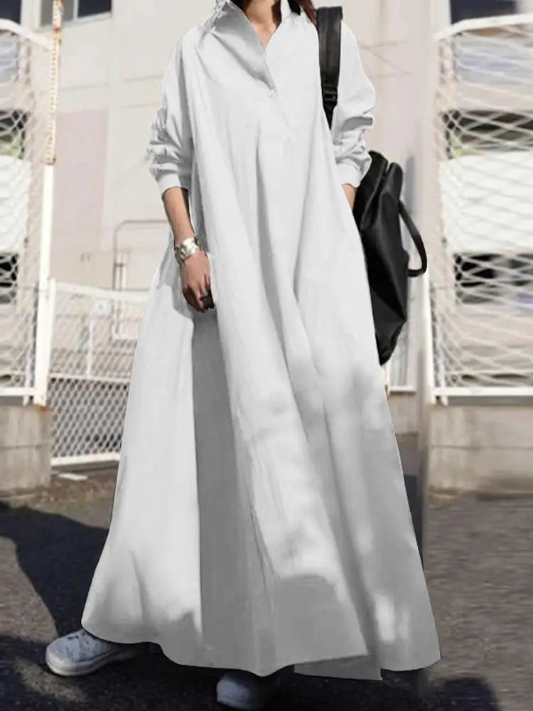 Long Sleeve Shirt Dress Loose Oversized Maxi Dress - Premium Dress from Craftklart.store - Just $25.06! Shop now at Craftklart.store