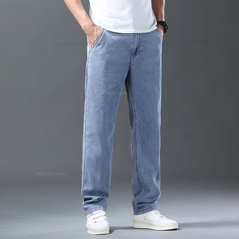 Lyocell Ice Silk Jeans Men's Summer Ultra-thin Loose Straight Denim Pants - Premium Jeans from Craftklart Dropship - Just $27.13! Shop now at Craftklart.store