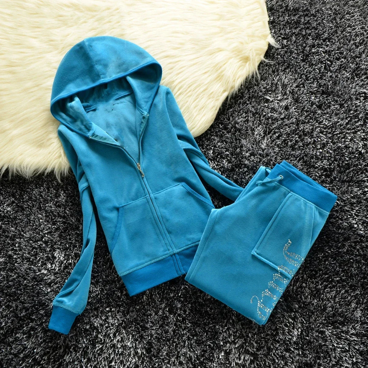 2026 New  Spring Fall Women Warm 2 Piece Velvet Masonry Crown Tracksuit Casual Elegant Ladies 2026  Cosziy - Craftklart.store