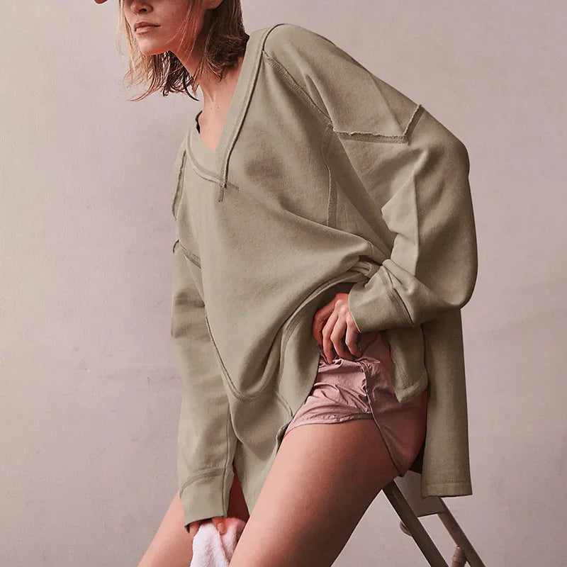 Oversized Cotton Sweatshirt — Open Side Patchwork | Craftklart