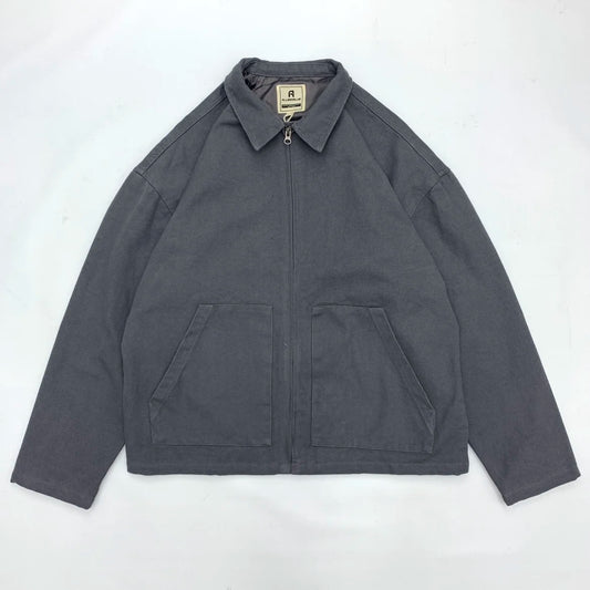 Canvas Work Jacket For Men Amikaki Zipper Loose Jacket Autumn Spring Lightweight Cotton Jacket Casual Lapel Flight Bomber Coat - Craftklart.store