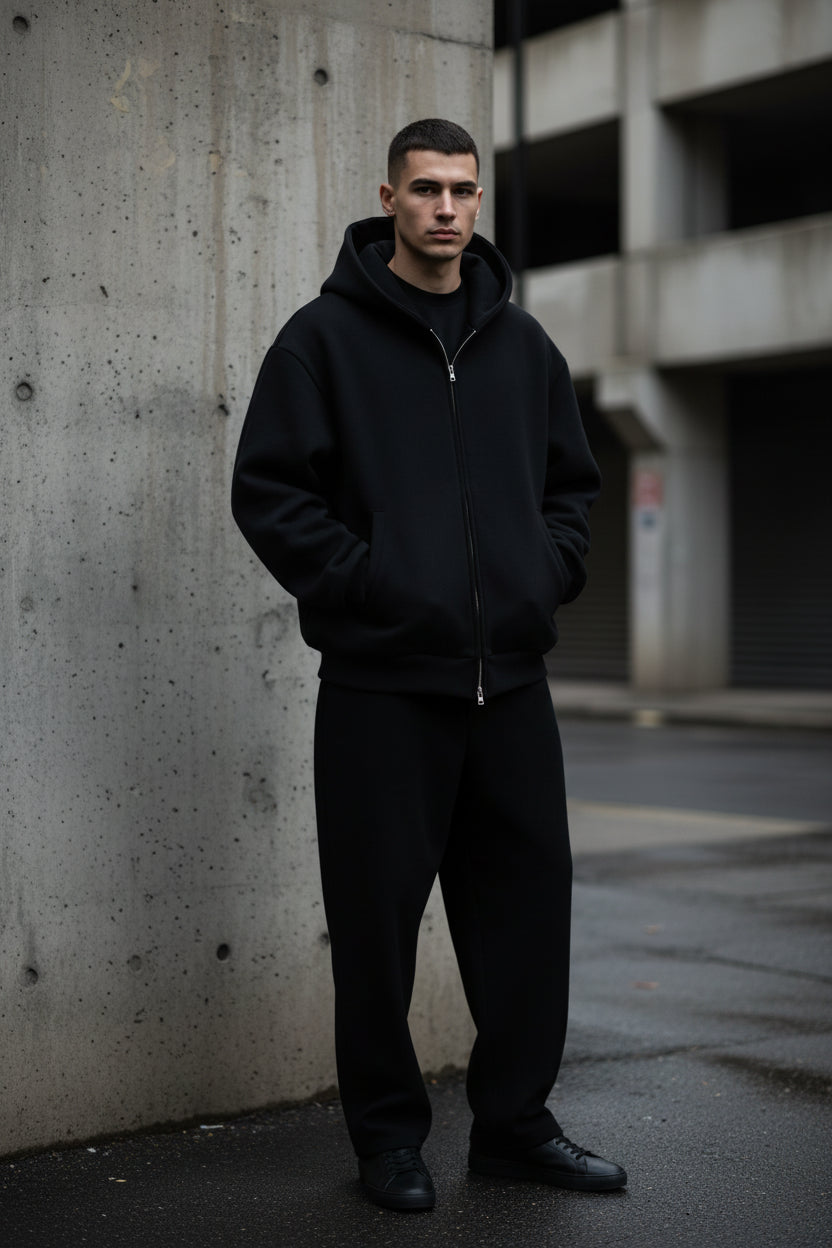 500GSM Heavyweight Zip-Up Cropped Hoodie