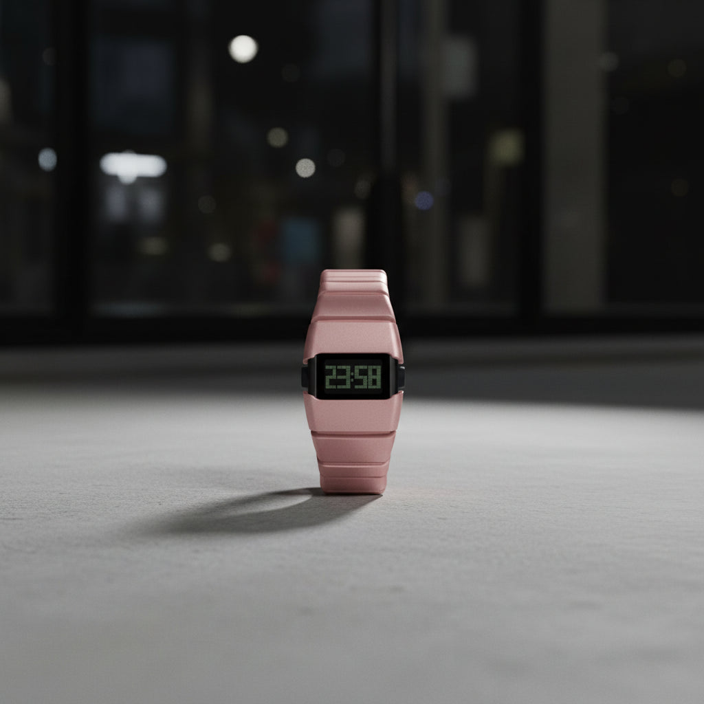 Digital sport watch with LED display and resin strap by Craftklart Dropship, showing the time on a sleek black watch face.