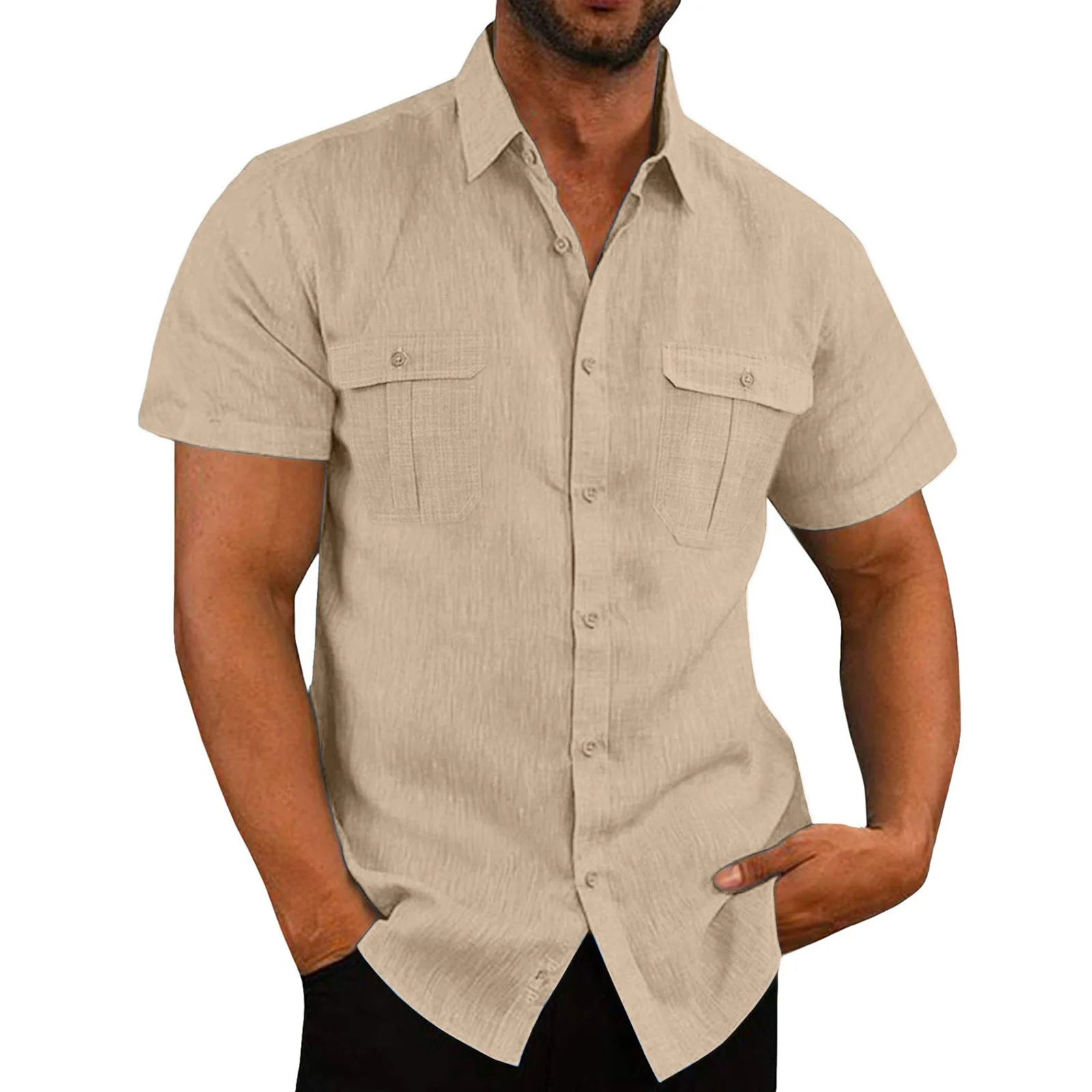 Men's  New Cotton Linen Short-Sleeved Shirts - Premium Shirt from Craftklart Dropship - Just $11.13! Shop now at Craftklart.store