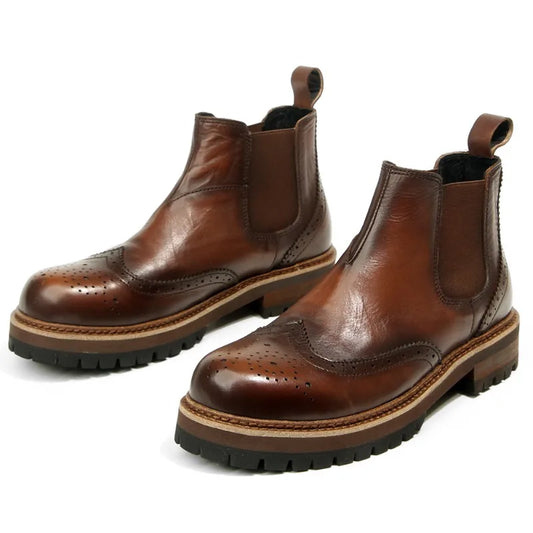 Men's Round Toe Genuine Leather Boots - Premium Boots from Craftklart.store - Just $98.98! Shop now at Craftklart.store