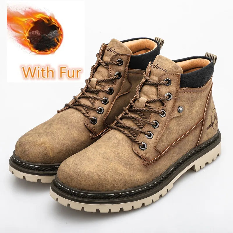 High-Top Leather Men's Walking Boots - Craftklart.store