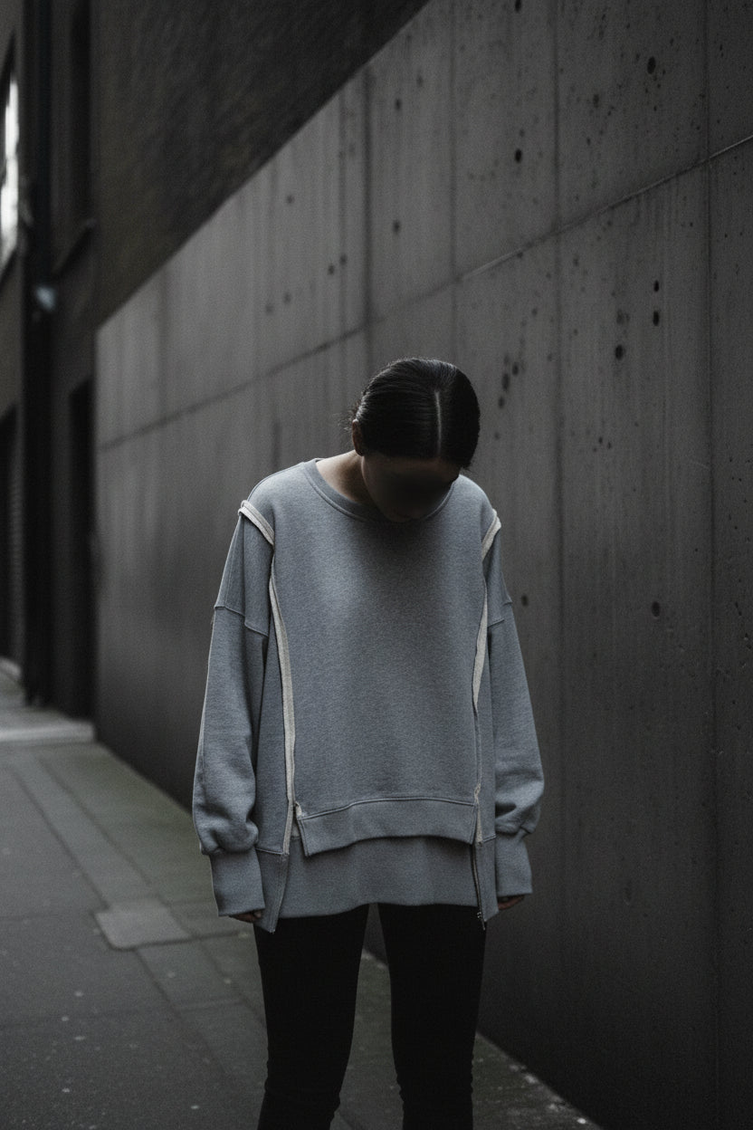 Oversized Cotton Sweatshirt — Open Side Patchwork | Craftklart
