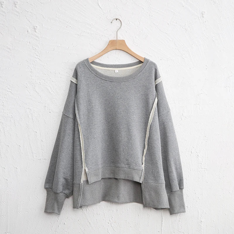 Oversized Cotton Sweatshirt — Open Side Patchwork | Craftklart