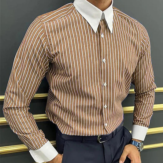 Men's Urban Vintage Striped Print Shirts