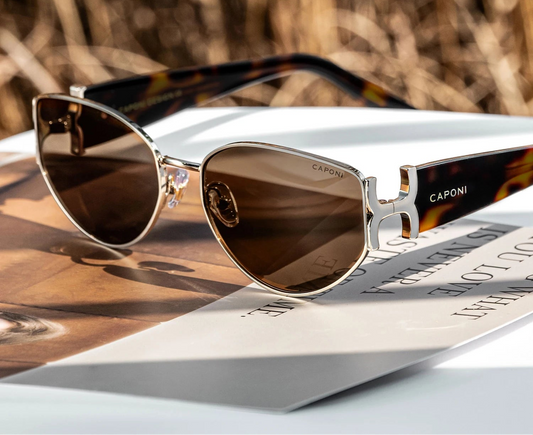 CAPONI Luxury Women Polarized Sunglasses Vintage Acetate Outdoor Original Design Eyewear UV400 Protection Brown Shade CP34020 - Craftklart.store