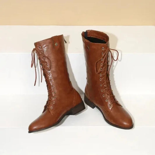 Women's Lace-up Knee High Western Boots