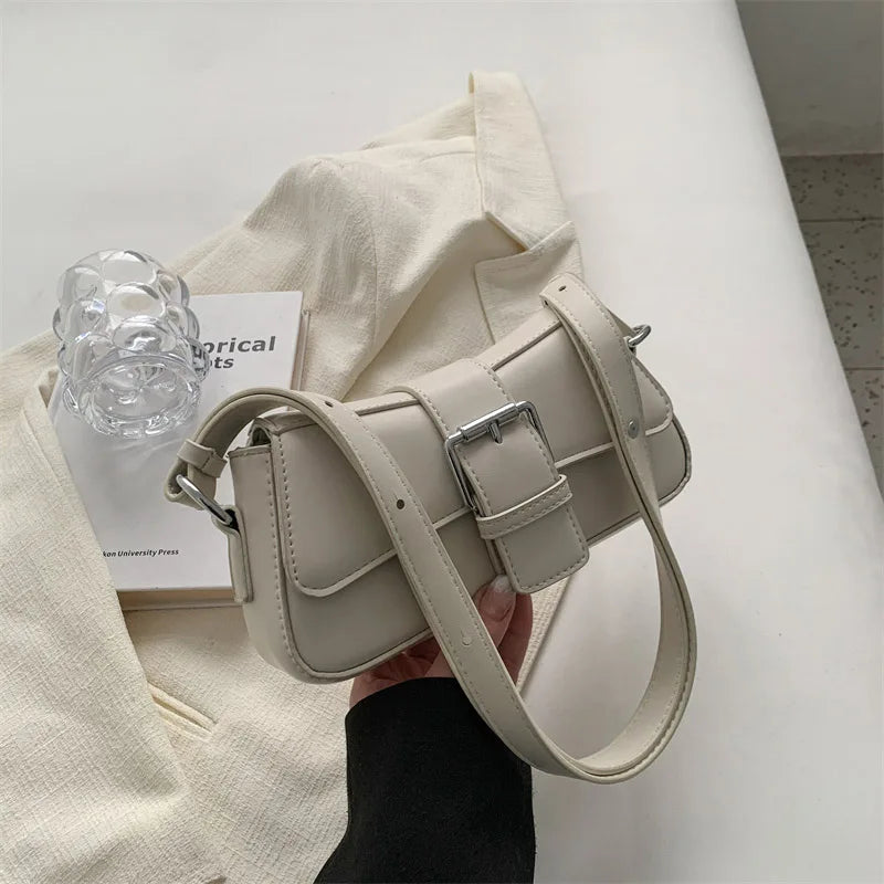Solid color Leather Crossbody Bags For Women Luxury Brand Underarm Shoulder Bag Fashion Trend Women's Designer Handbag and Purse - Craftklart.store