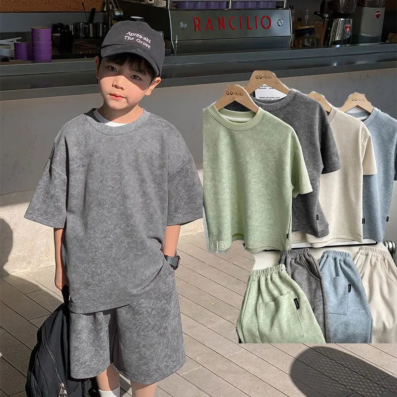 Boys Korean Loose Shirts+shorts 2pcs/set - Premium Kids clothes from Craftklart.store - Just $28! Shop now at Craftklart.store