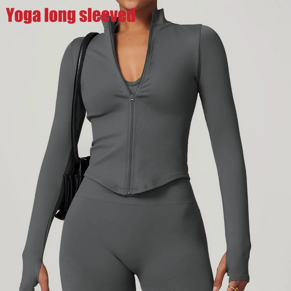 Women's Standing Collar Yoga Long Sleeved Sports Jacket