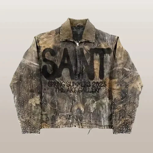 Men's Streetwear Washed Denim Y2K Jacket