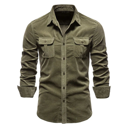 100% Cotton Corduroy Shirts Men