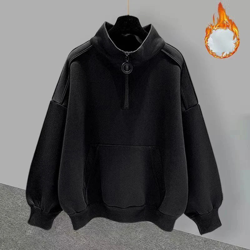 Hip Hop Half High Collar Sweatshirt Set Autumn Winter Trend - Premium Hoodie from Craftklart Dropship - Just $11.46! Shop now at Craftklart.store