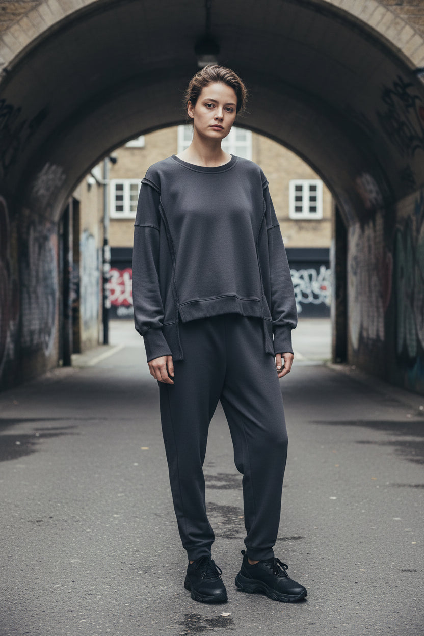 Oversized Cotton Sweatshirt — Open Side Patchwork | Craftklart