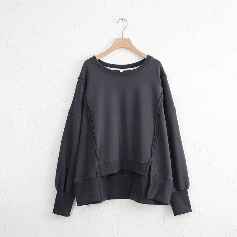 Oversized Cotton Sweatshirt — Open Side Patchwork | Craftklart