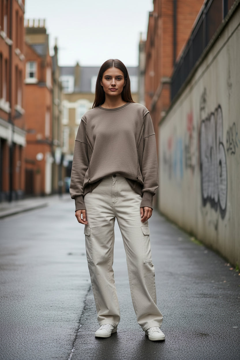 Oversized Cotton Sweatshirt — Open Side Patchwork | Craftklart