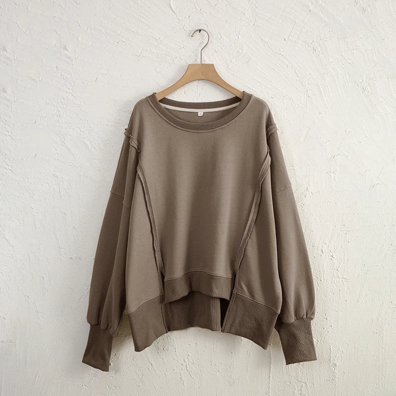 Oversized Cotton Sweatshirt — Open Side Patchwork | Craftklart
