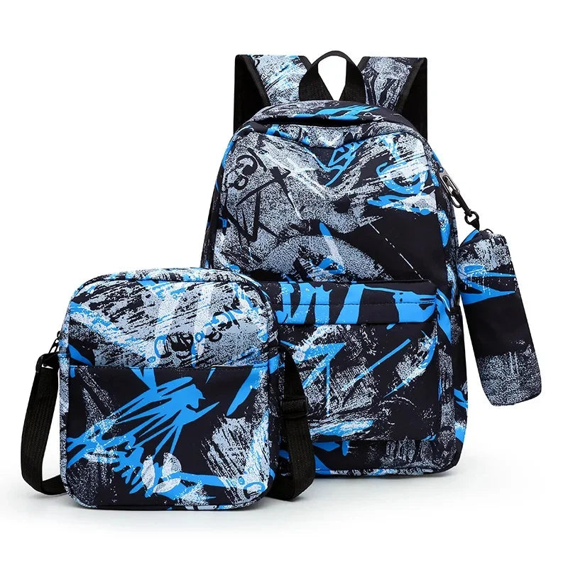 Large Capacity Waterproof Shoulder Three-Piece Set Backpack