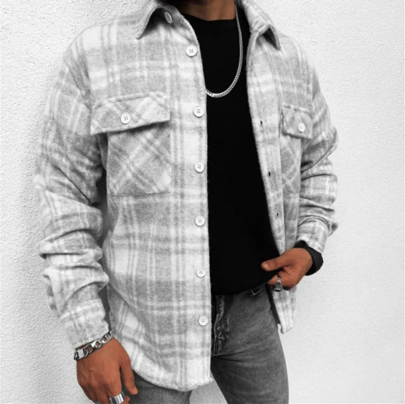 New Men's Blue White Check Long Sleeve Shirt - Premium Shirt from Craftklart Dropship - Just $19.04! Shop now at Craftklart.store