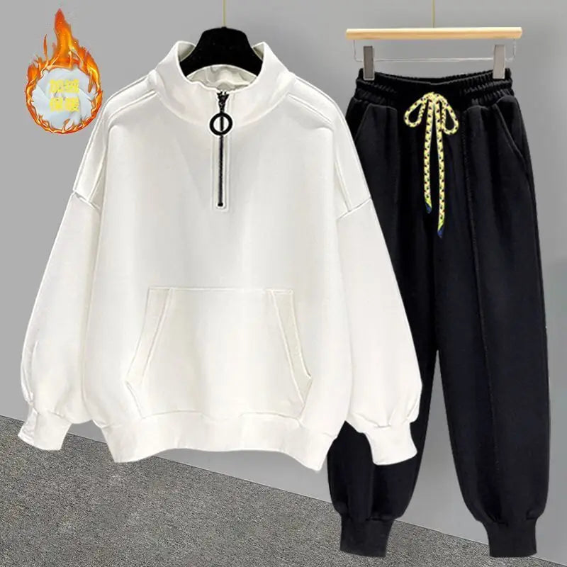 Hip Hop Half High Collar Sweatshirt Set Autumn Winter Trend - Premium Hoodie from Craftklart Dropship - Just $11.46! Shop now at Craftklart.store