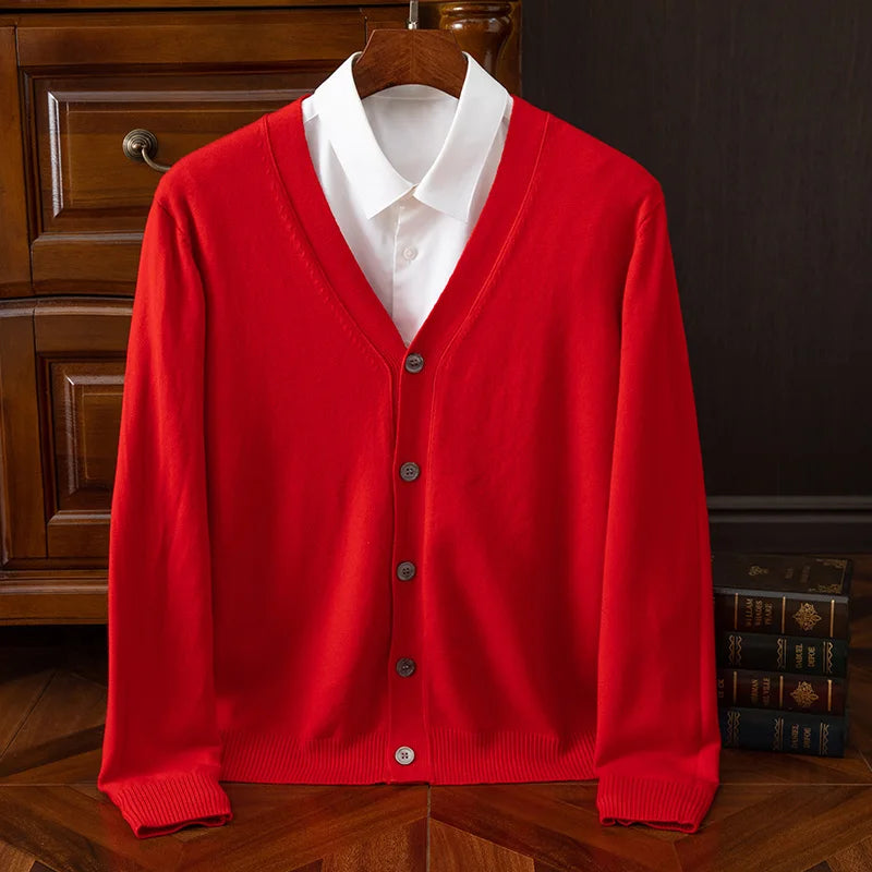 Men's  100% Merino wool cashmere V-neck cardigan - Premium Cardigan from Craftklart Dropship - Just $15.73! Shop now at Craftklart.store