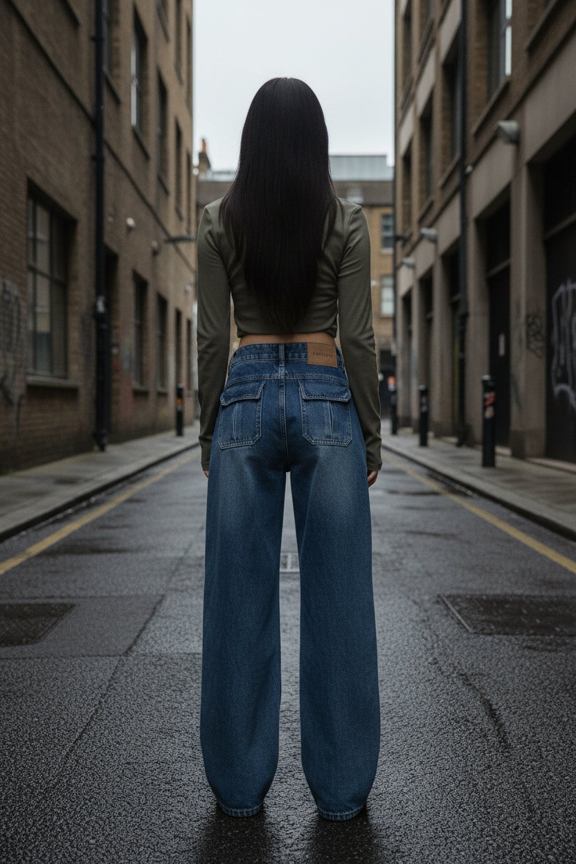 High-Waist Wide Leg Denim Jeans
