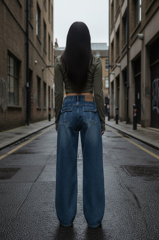 High-Waist Wide Leg Denim Jeans