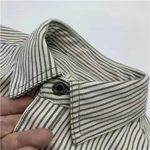Urban Workwear Striped Men's Loose Long Sleeved Shirt
