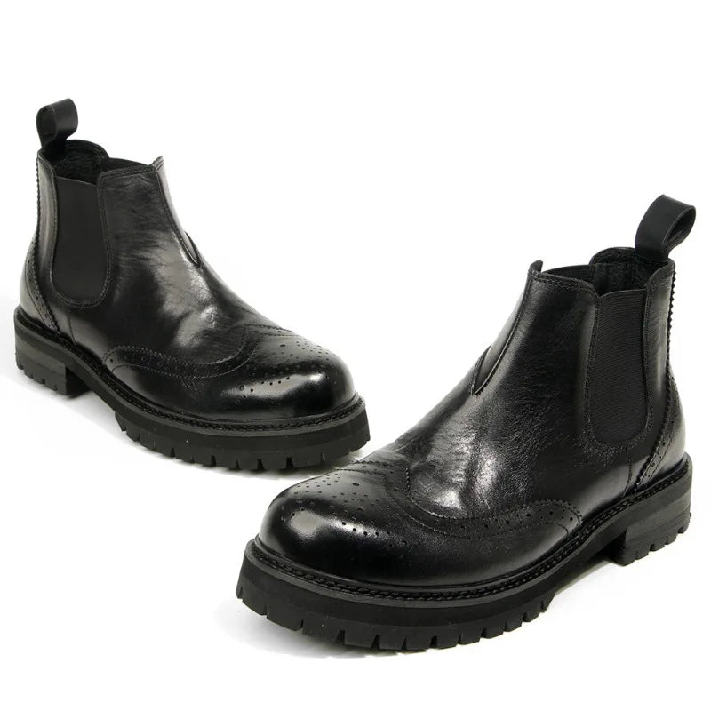 Men's Round Toe Genuine Leather Boots - Premium Boots from Craftklart.store - Just $98.98! Shop now at Craftklart.store