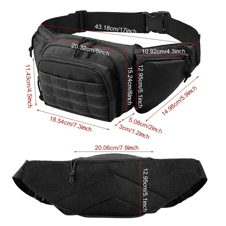 Minimal utility waist bag made of nylon, urban streetwear accessory with adjustable strap and compact design.