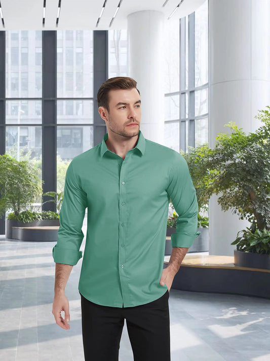 Breathable Dress Long Sleeve Slim Fit Wrinkle-Free Men's Shirt - Premium Shirt from Craftklart Dropship - Just $25.04! Shop now at Craftklart.store