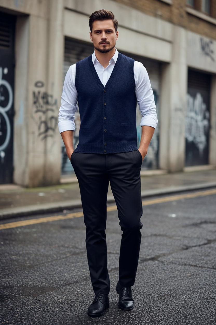 Men's Knit Sweater Vest — V-Neck Sleeveless Pullover