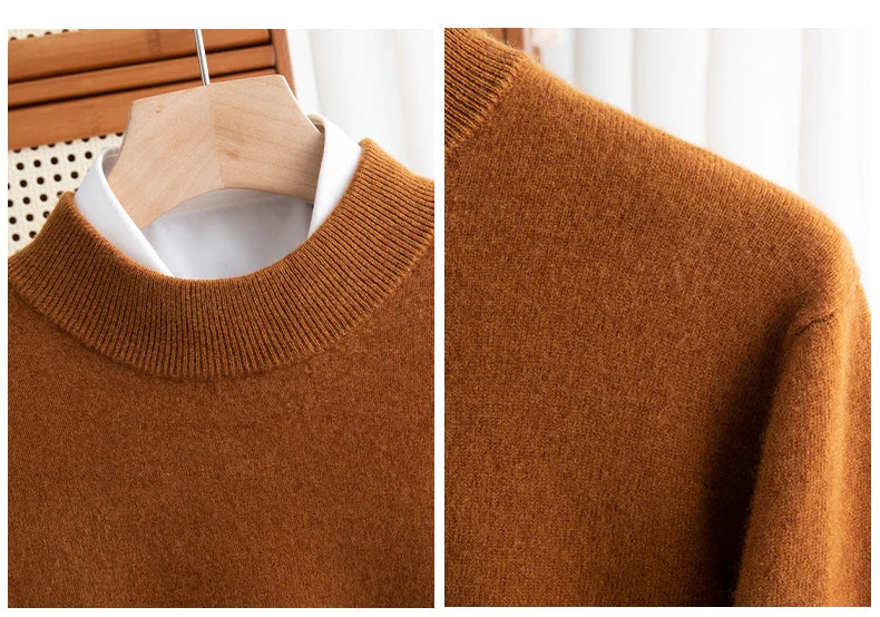 New Fashion Men's 100% Wool Pullover Half-high Collar Sweater - Craftklart.store