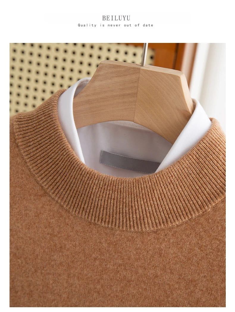 New Fashion Men's 100% Wool Pullover Half-high Collar Sweater - Craftklart.store
