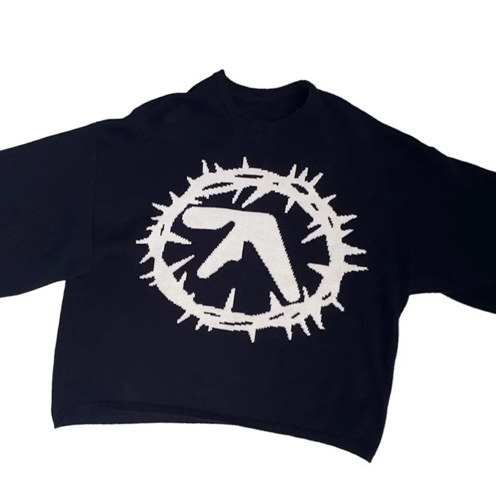 Aphex Twin Knit Y2k Autumn/Winter Streetwear Pullover