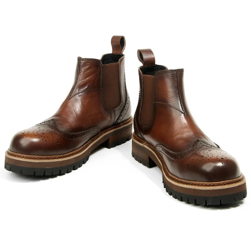 Men's Round Toe Genuine Leather Boots - Premium Boots from Craftklart.store - Just $98.98! Shop now at Craftklart.store