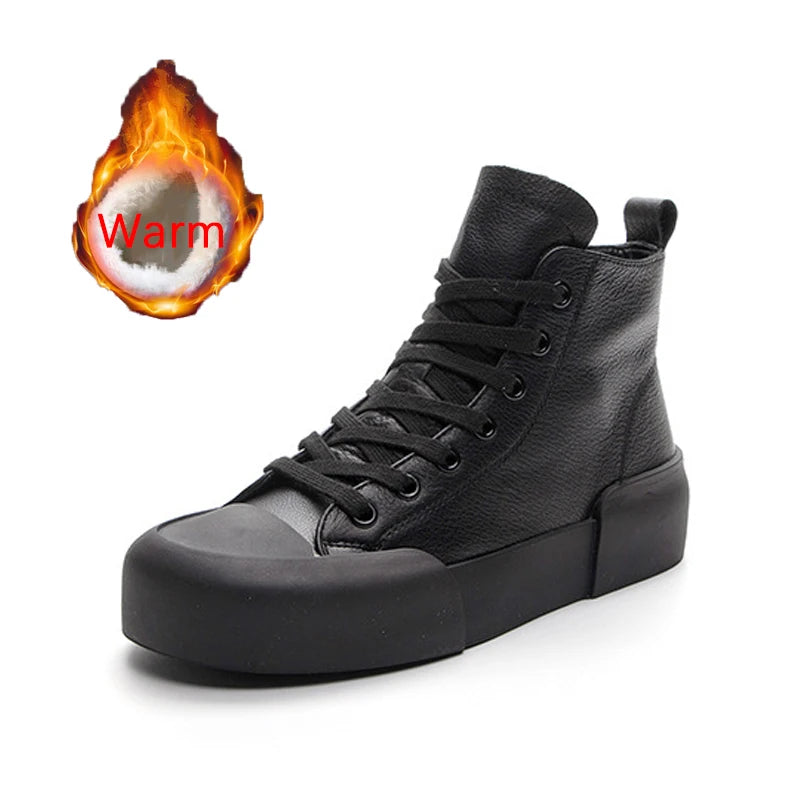 Women's Cowhide  Genuine Leather High Top Sneakers - Premium Boots from Craftklart Dropship - Just $58.68! Shop now at Craftklart.store