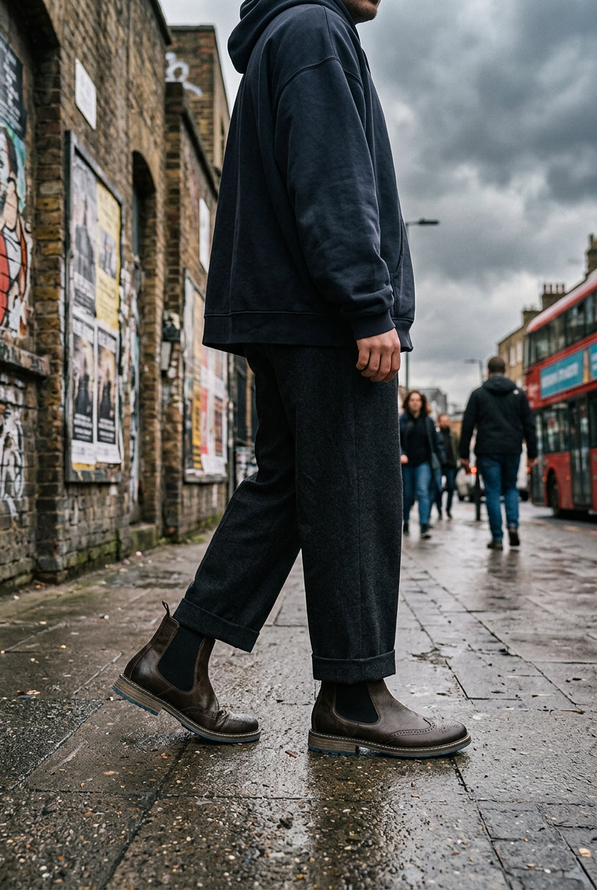 Craftklart Dropship Borough Chelsea Boots with sleek leather design and elastic side panels for a stylish, comfortable fit.